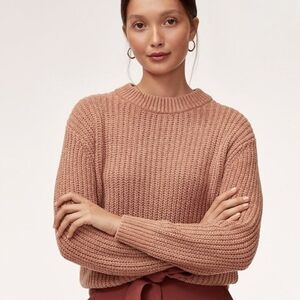 Aritzia Wilfred Essential Chenille Sweater - pink/tan colour